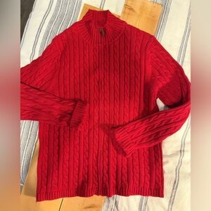 L.L. Bean Women's Vibrant Red Cable Sweater